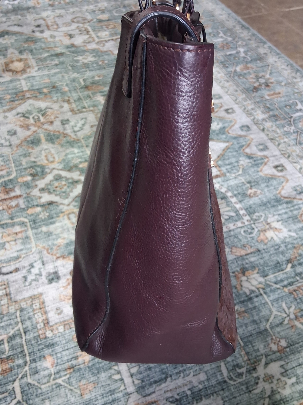 RADLEY London Calf Hair Brown/Burgundy/Wine Red Tote Bag Purse RoseGold Hardware - Picture 8 of 16